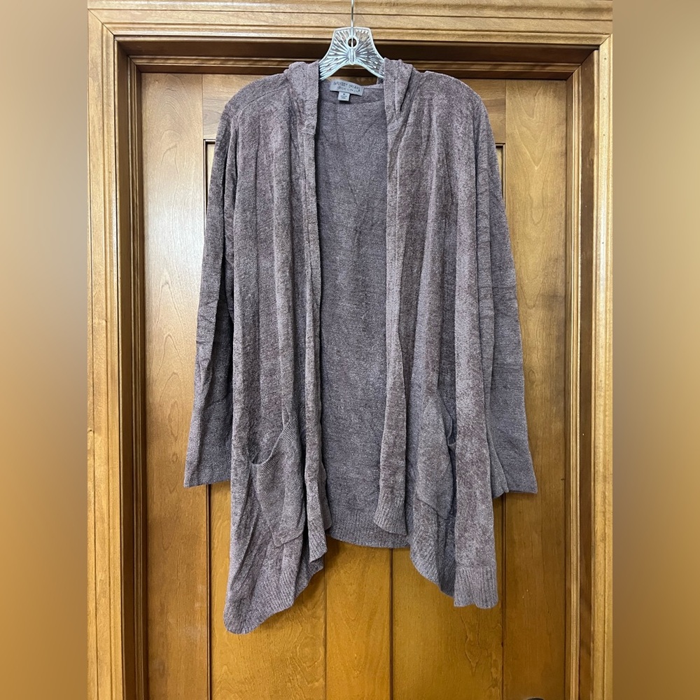 Barefoot Dreams Cozy Chic Ultra Lite Cardigan Size Medium Purple Brown